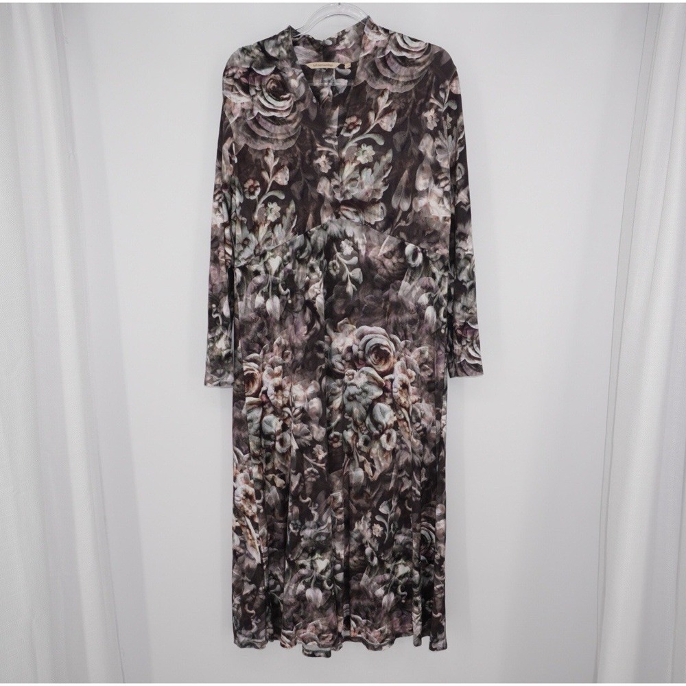 SOFT SURROUNDINGS Floral Naima Maxi Dress XL Moody Dark‎ Floral Academia